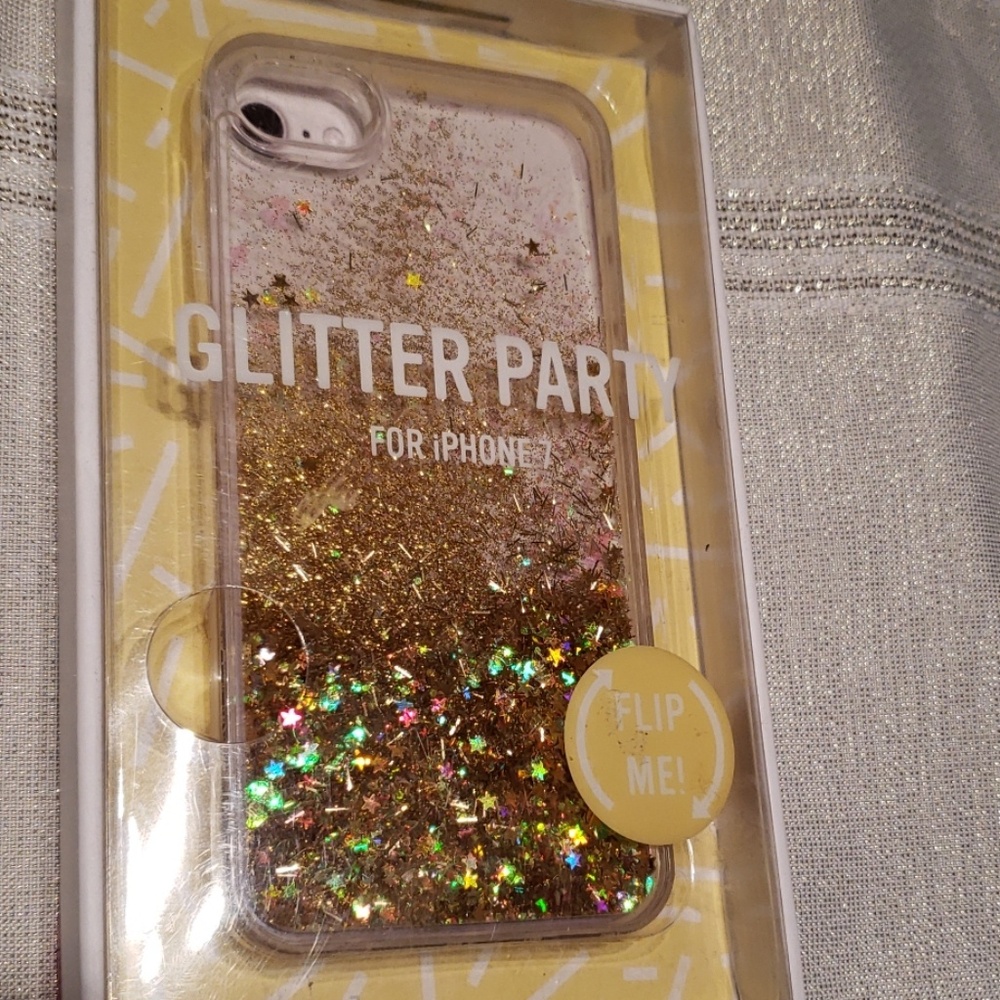 RECOVER/Nordstrom iPhone 7 GLITTER PARTY Case GOLD New NIB Fun HPx2π - Picture 6 of 7